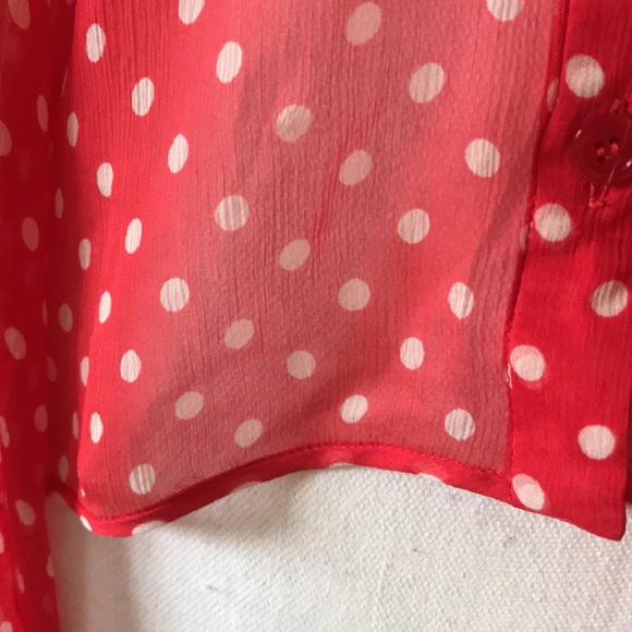 Valentino Red and white polkadot blouse scarf- button up with beautiful … - Picture 10 of 10